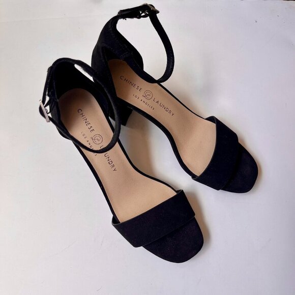 Chinese Laundry Black Suede Block Heels Size 6.5 - Picture 2 of 9